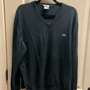Lacoste Black 100% cotton v neck sweater